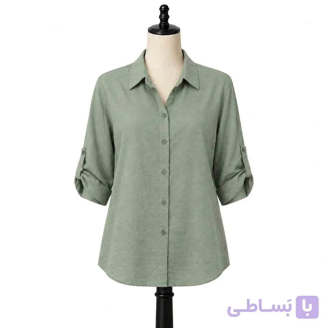 شومیز زنانه کرپ بافت‌دار سبز