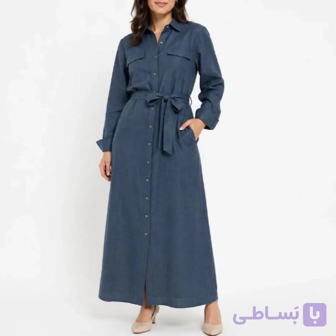پیراهن ساحلی آبی روشن زنانه کد MWP100