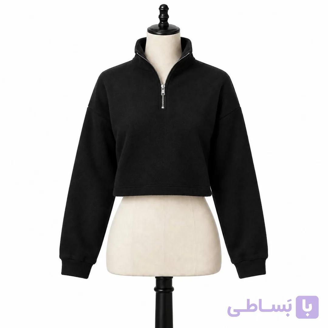 کراپ دورس زیپدار زنانه مشکی کد MDC101