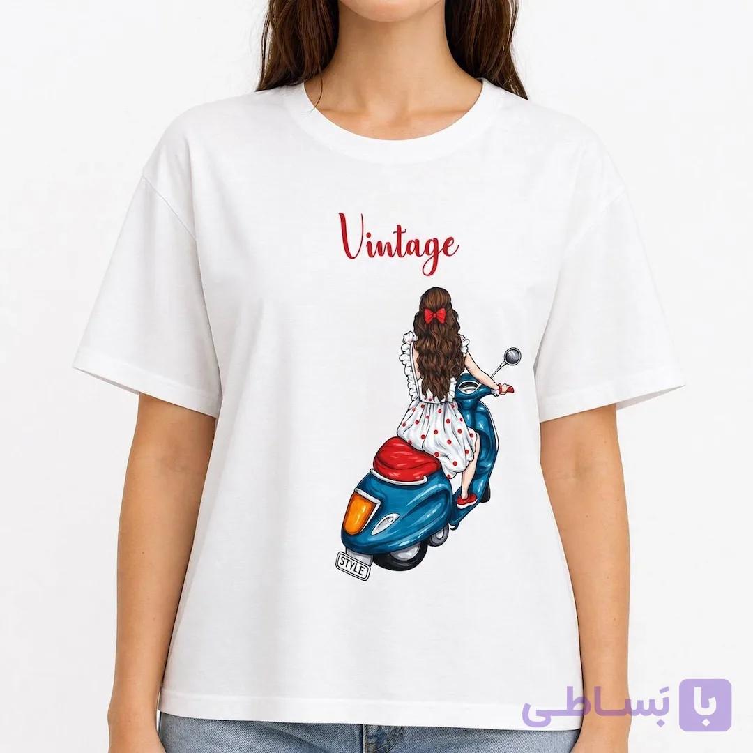 تی شرت زنانه سفید summer vintage