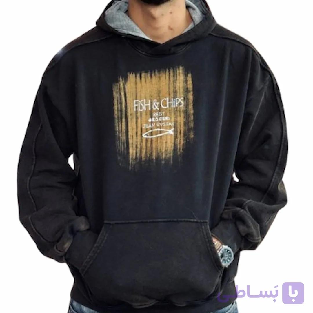 هودی مردانه مشکی سنگشور FISH & CHIPS کد MD858 — تصویر 1