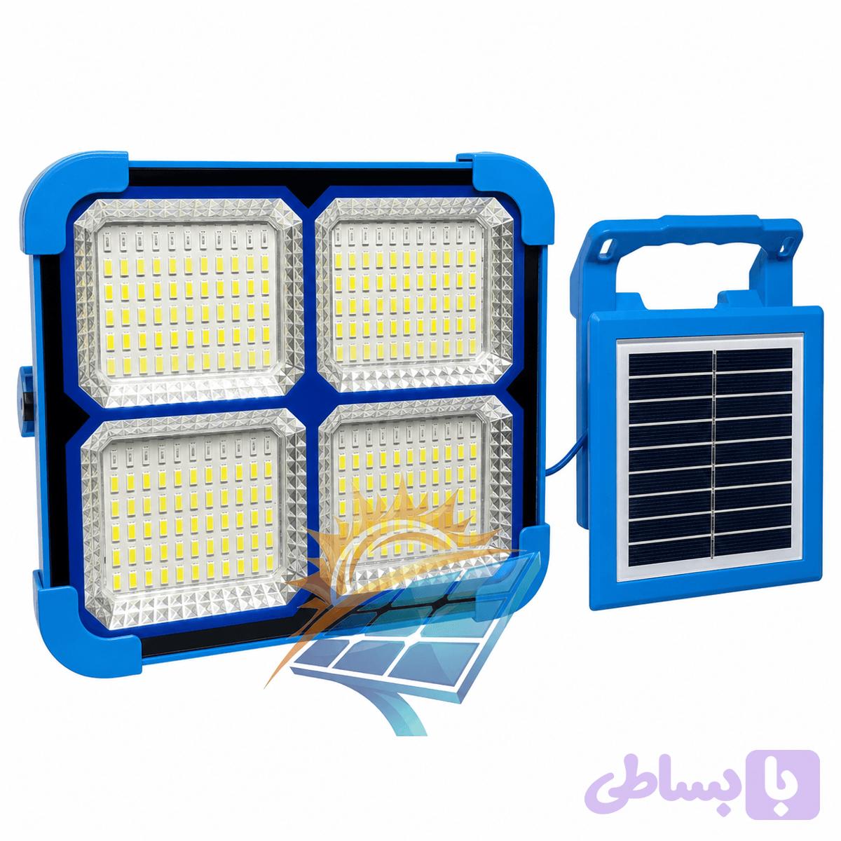 پروژکتور و چراغ قوه خورشیدی 200 وات پرتابل مدل Solar Lighting YK-918 به همراه پاوربانک