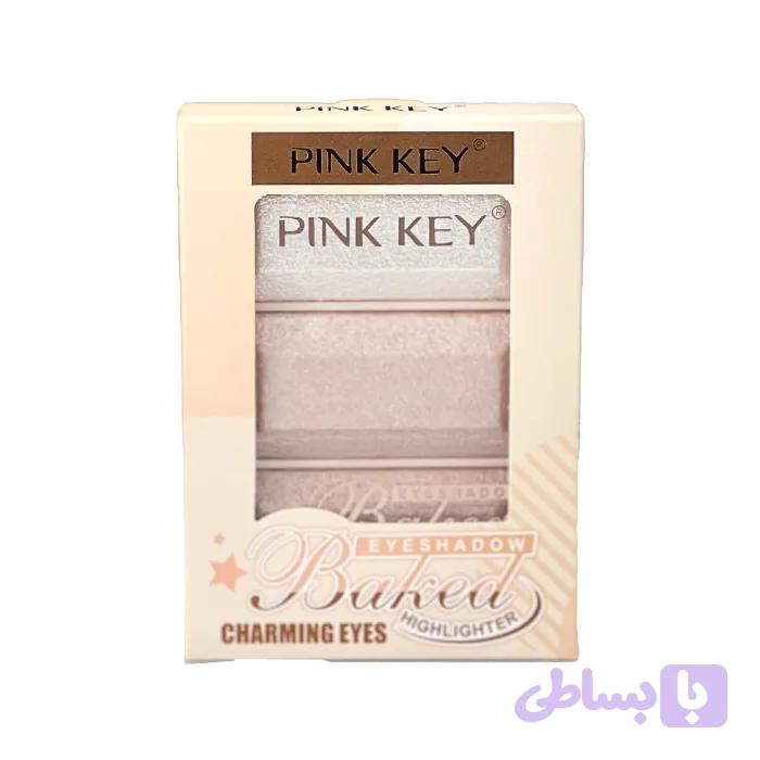 پالت هایلایتر بیکد پینک کی مدل YM3009Pink Key Baked Highlighter Palette YM3009