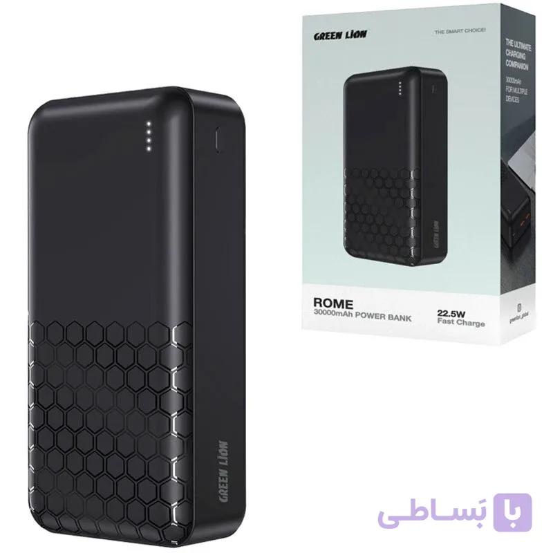پاور بانک فست شارژ گرین لاین Rome PD 22.5W ظرفیت 30000 میلی آمپر ساعت — تصویر 1