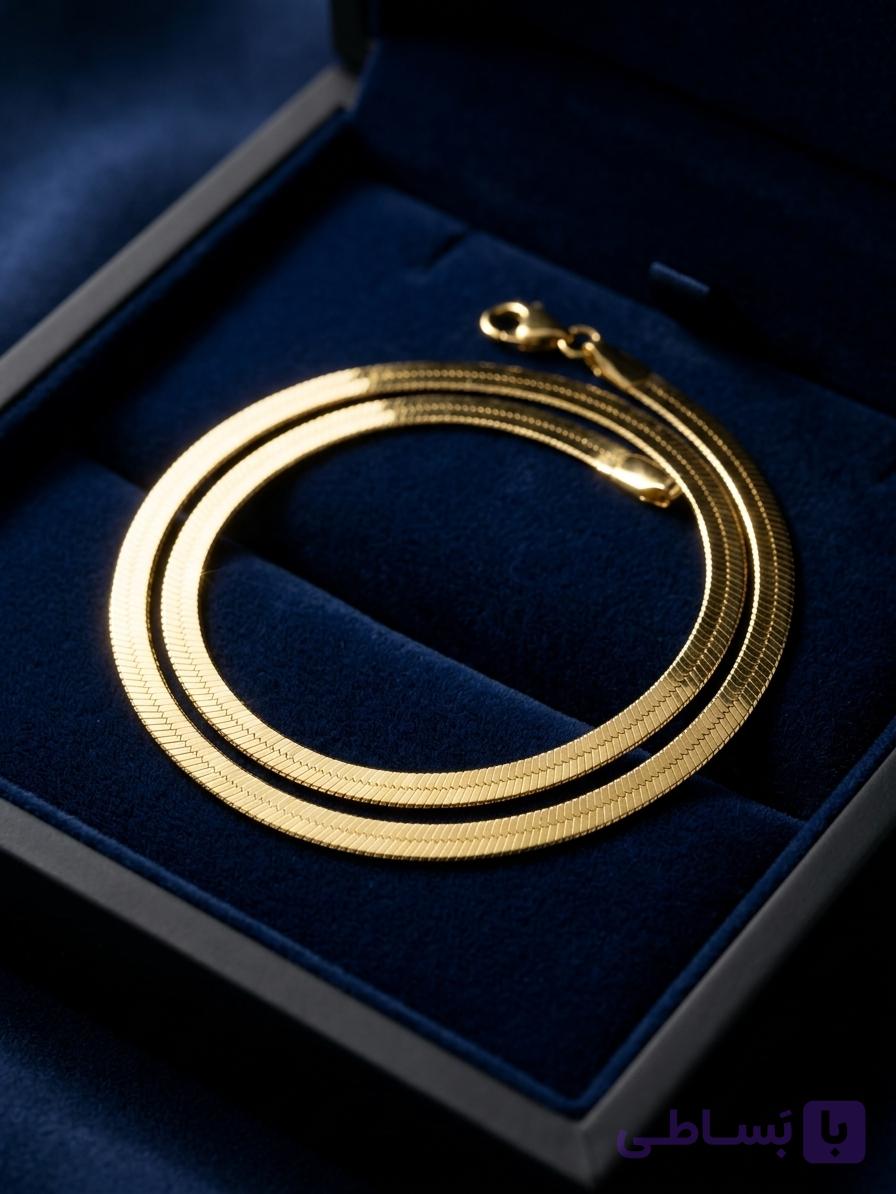 گردنبند هرینگبون مردانه (Golden Satin Herringbone)