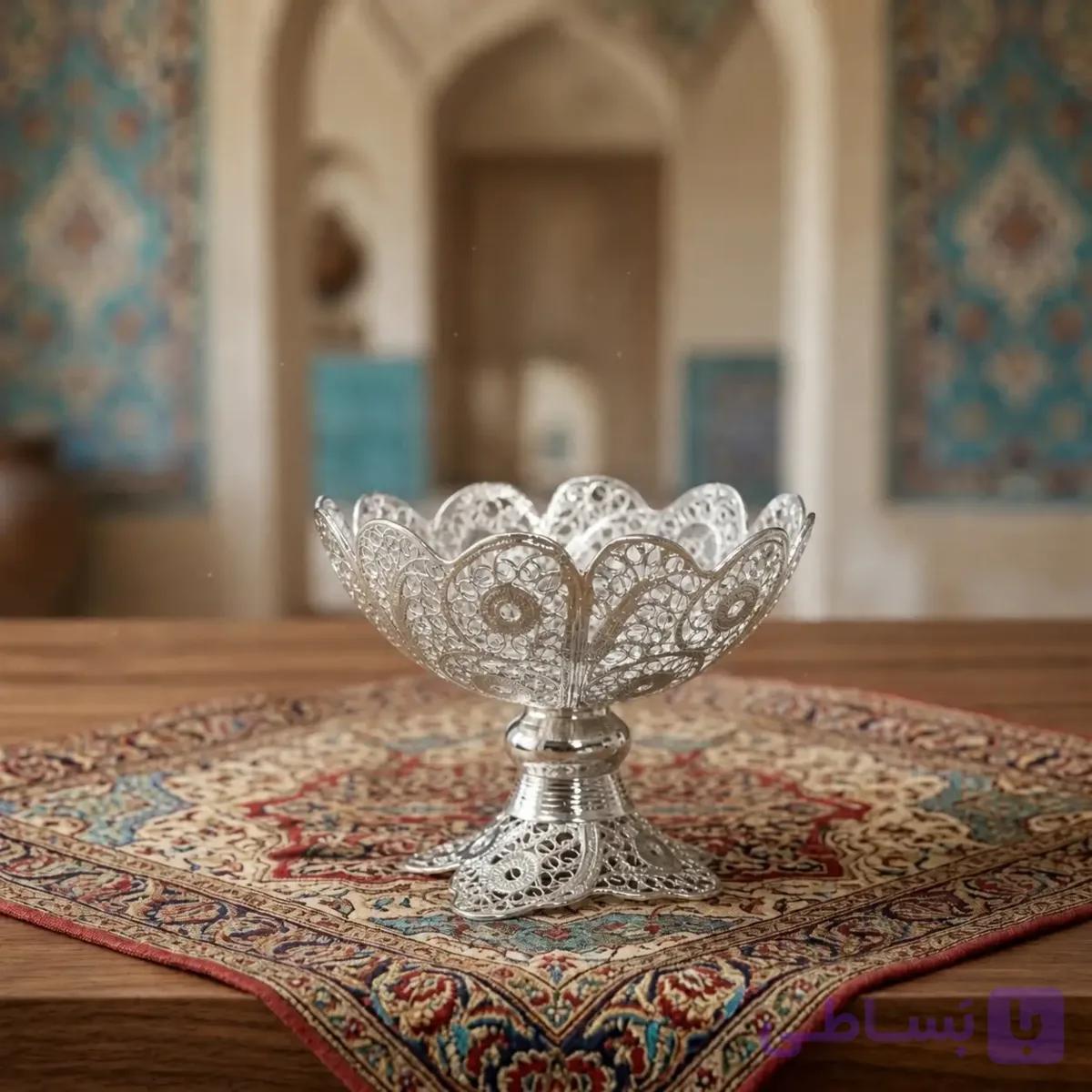 کاسه (پیاله) تک پایه قلبی ملیله