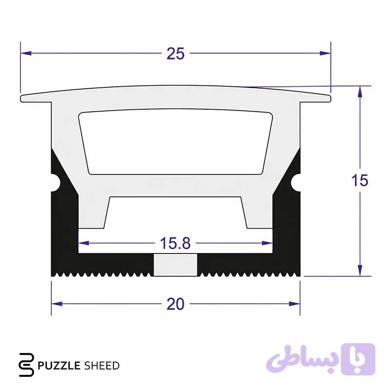 پروفیل سیلیکونی 15×20 توکار