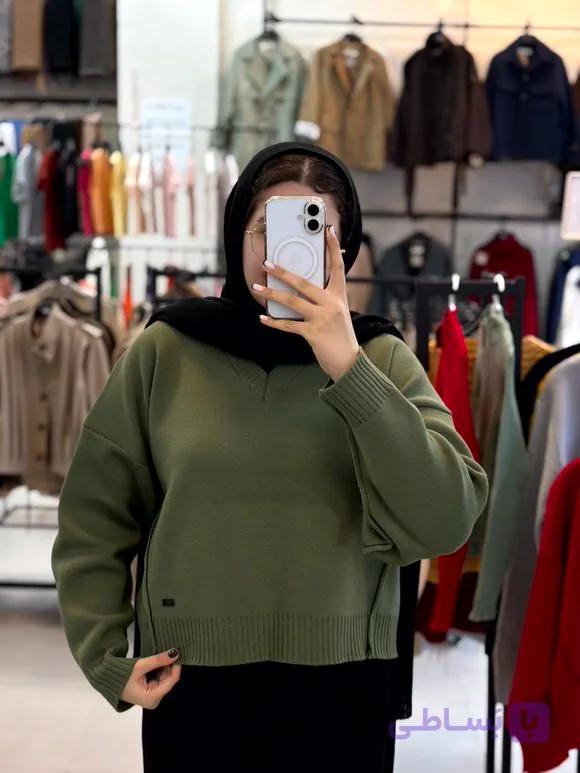 بافت سبز گرم بالا زنانه — تصویر 1