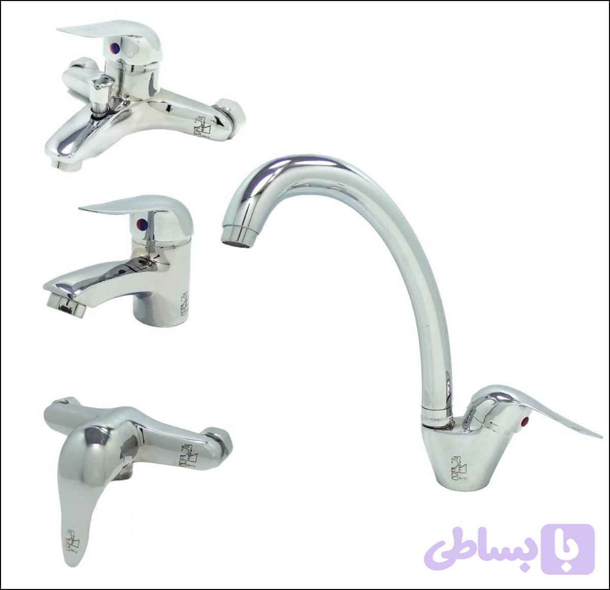 ست چهار تیکه شیرآلات سپاهان رنگ کروم