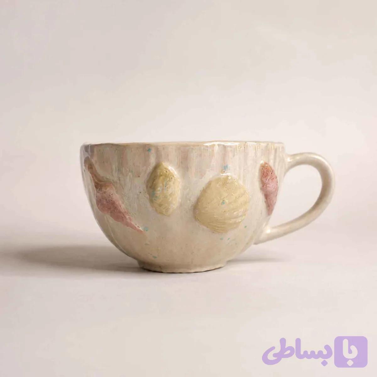 ماگ سرامیکی دست‌ساز صدفی — تصویر 1