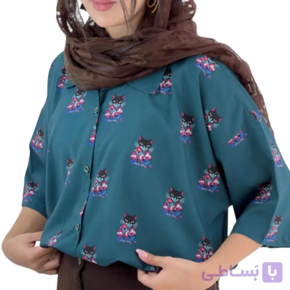 شومیز قلبی miu miu آستین کوتاه طرح گربه
