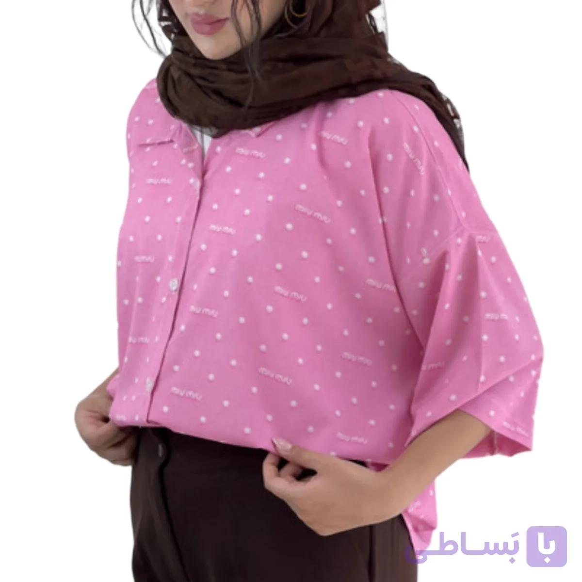 شومیز قلبی miu miu آستین کوتاه صورتی