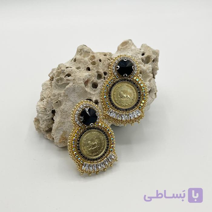 گوشواره زنانه سکه ای دست دوز چیکا کد 10 — تصویر 1