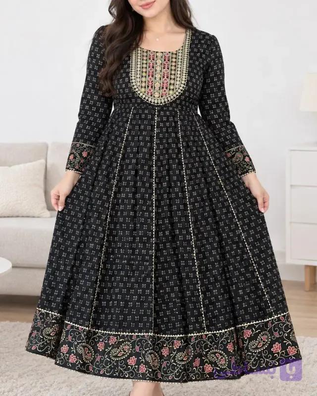پیراهن زنانه کورتی حاشیه ترمه 7701 — تصویر 1