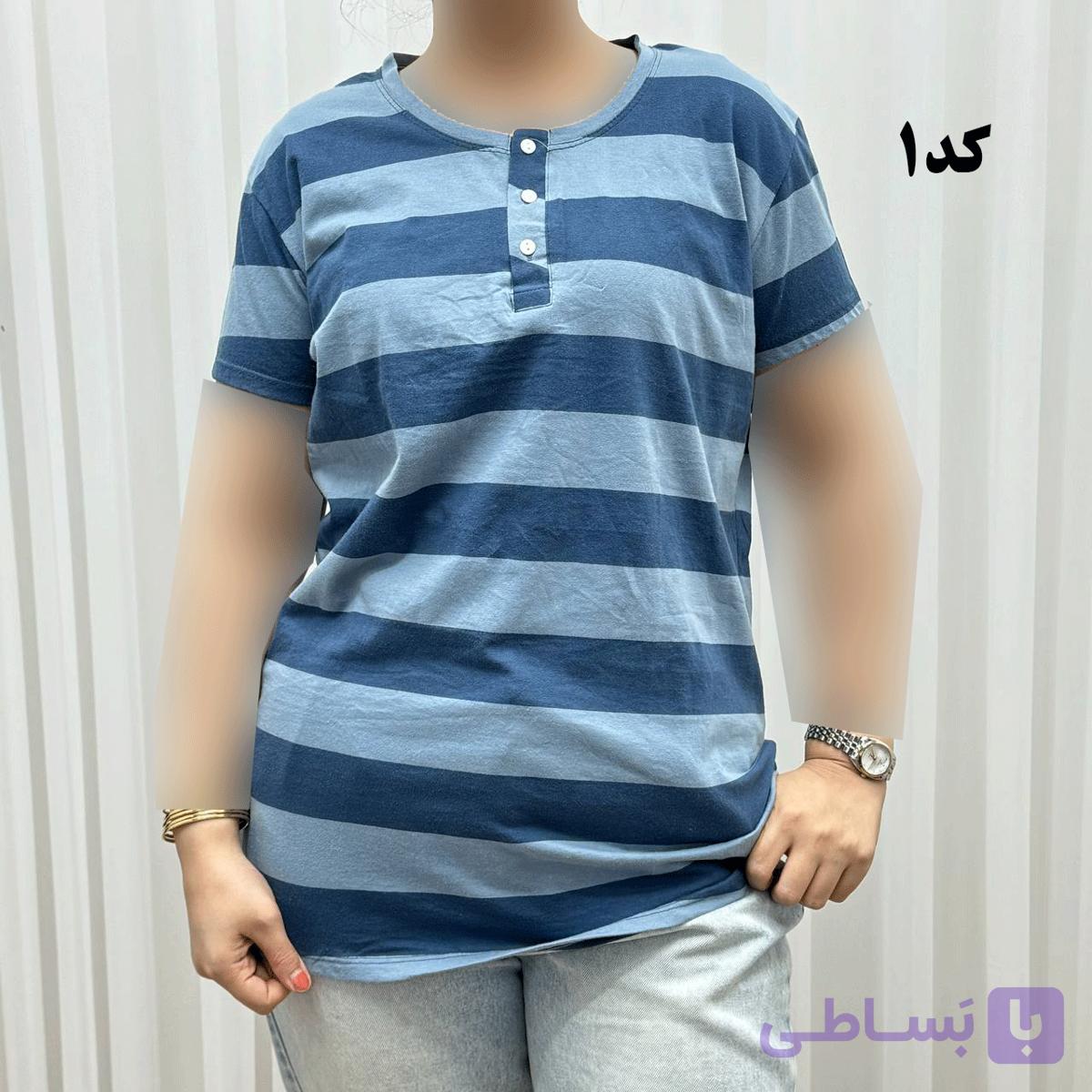تیشرت زنانه H&amp;M جلودکمه کد 1164 — تصویر 1