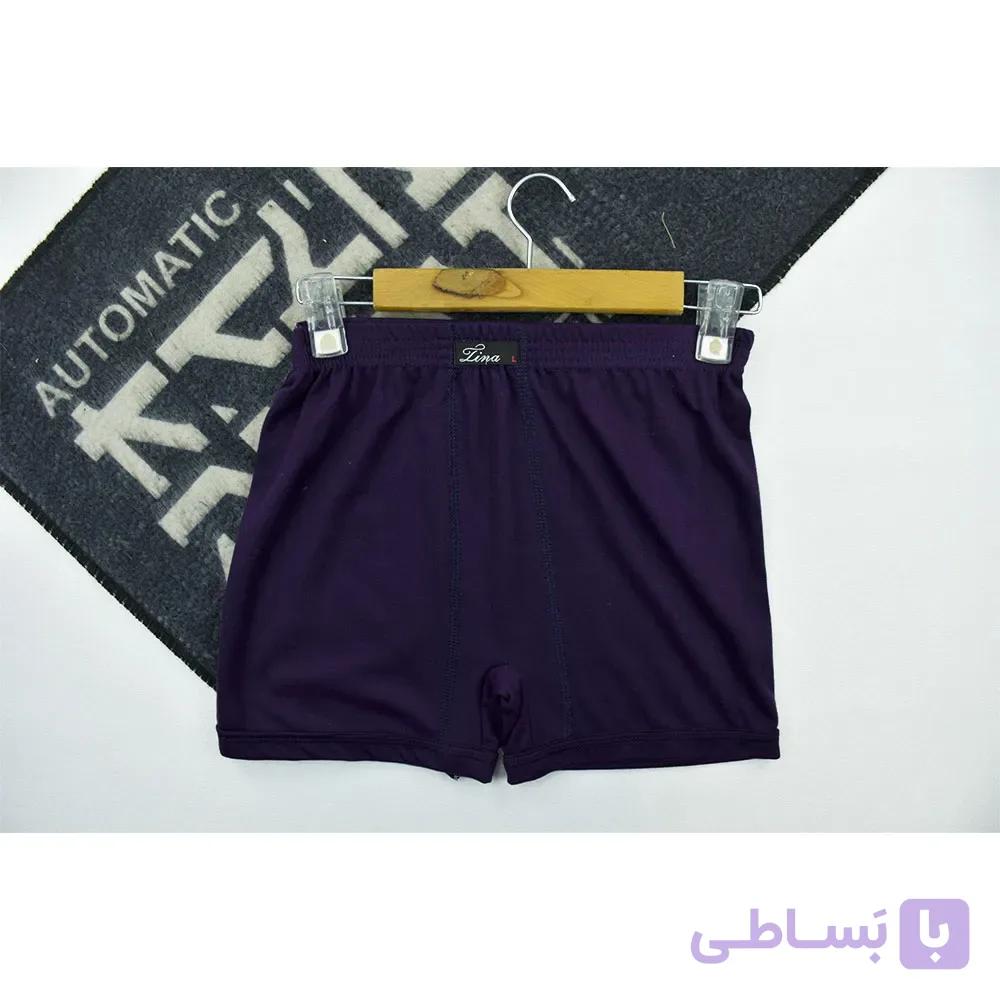شورت پادار مردانه ساده رنگ بنفش جنس اسپان و پنبه