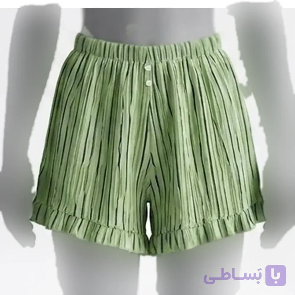شلوارک زنانه راه راه جنس پلی استر تک سایز