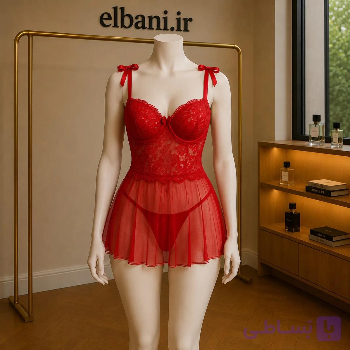 لباس خواب فانتزی فنردار آی تن ITAN کد 4097 رنگ قرمز زنانه