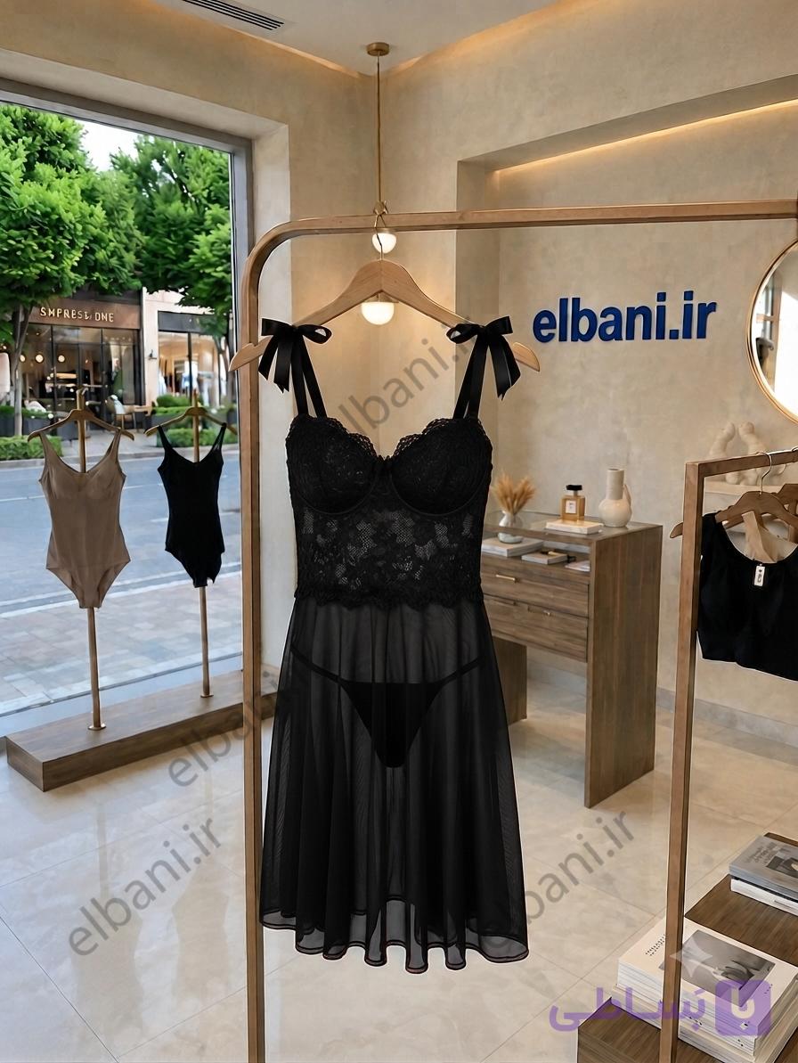 لباس خواب فانتزی فنردار آی تن ITAN کد 4097 رنگ مشکی زنانه