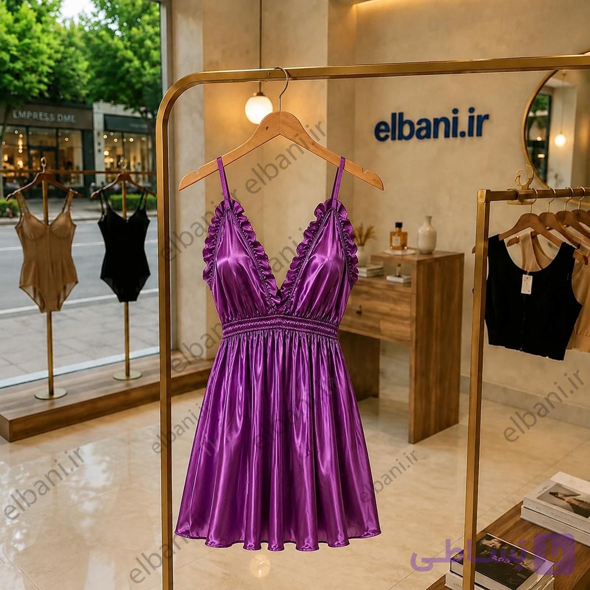 لباس خواب فانتزی ساتن آی تن کد 4039 رنگ بنفش زنانه