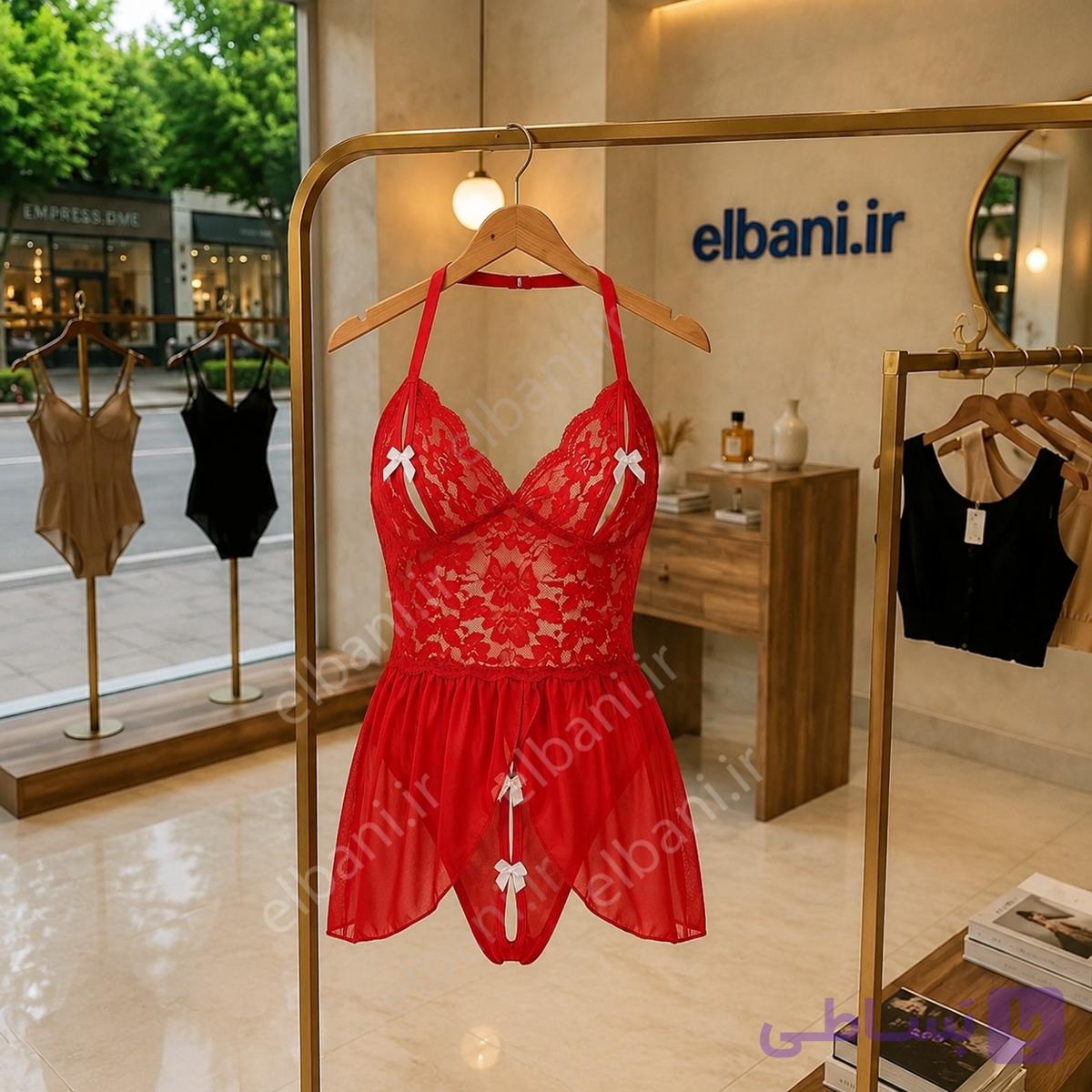 بادی (لباس خواب) مایلا  فانتزی قرمز لطیف کد 8025