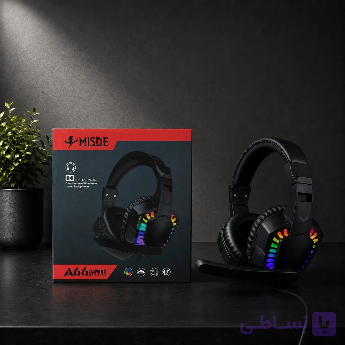 هدفون گیمینگ حرفه ای MISDE مدل A66 — تصویر 1