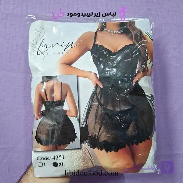 لباس خواب حریر توری گیپوری کد 4251