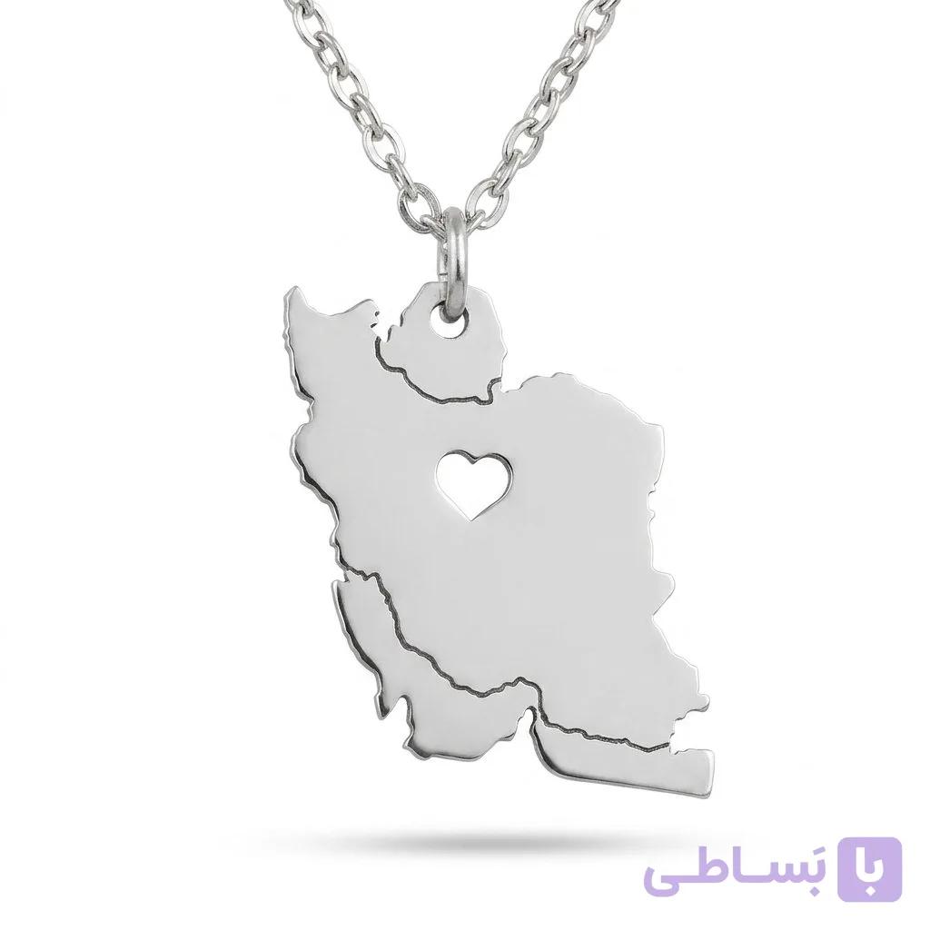 گردنبند نقشه ایران طرح قلب در مرکز — تصویر 1