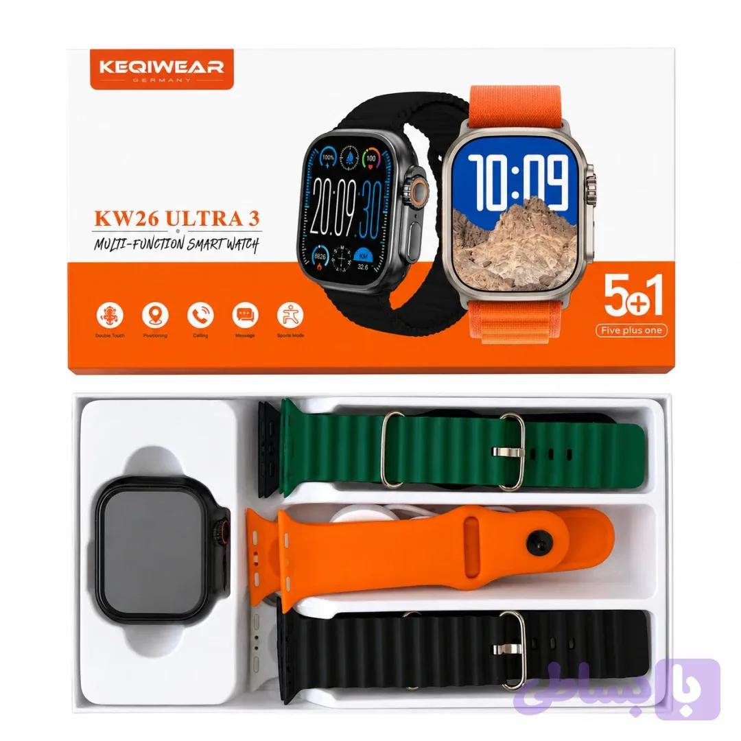 ساعت هوشمند KW26 ULTRA 3 همراه 5 بند + منوی فارسی — تصویر 1