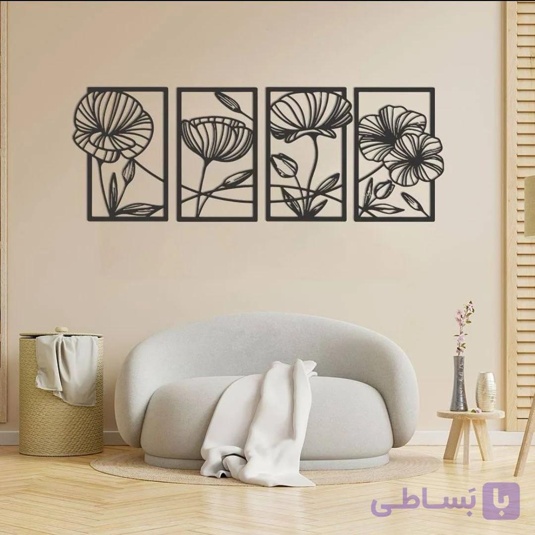 تابلو دکوراتیو طرح 4گل فلزی