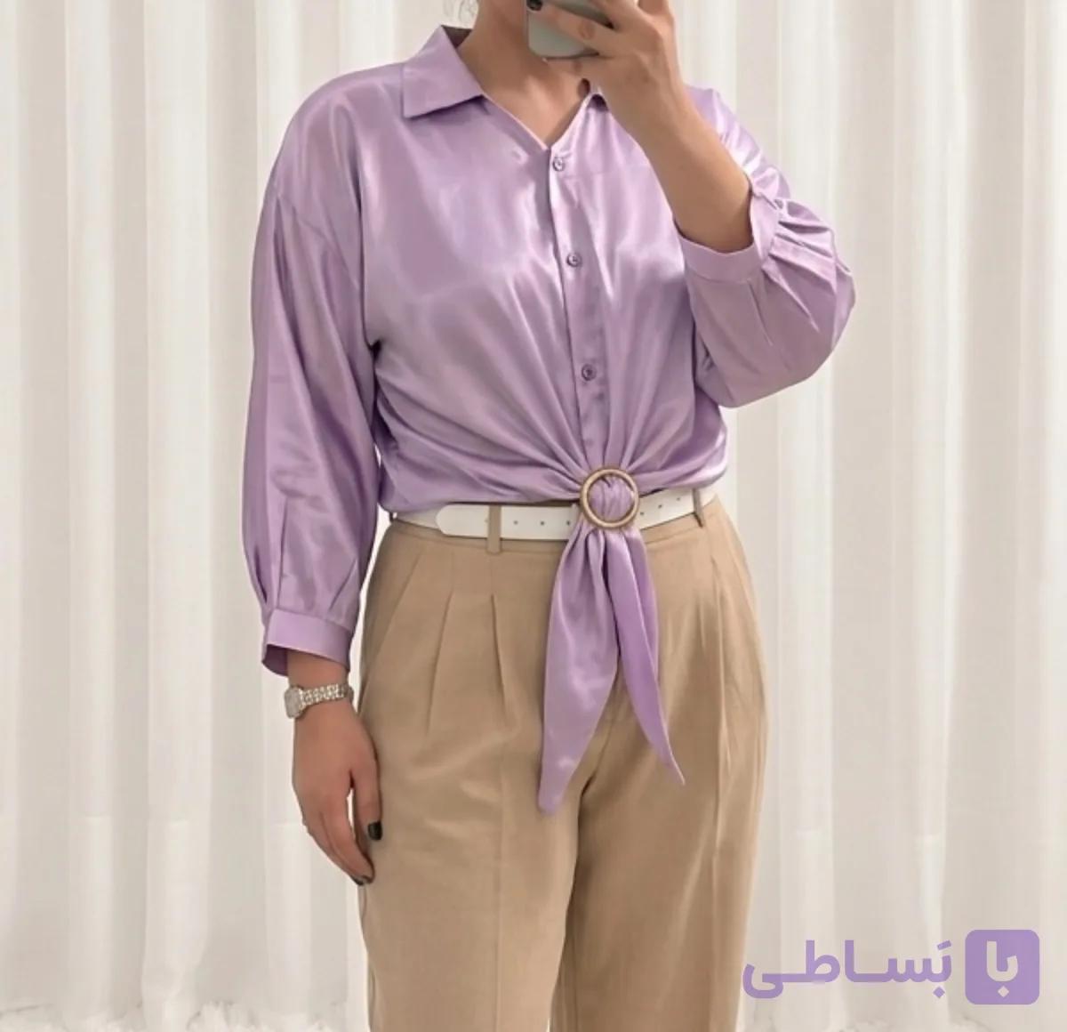 شومیز مجلسی زنانه و دخترانه یقه شکاری ترکیبی کد ۱۰۱۳ |مزون مریکا