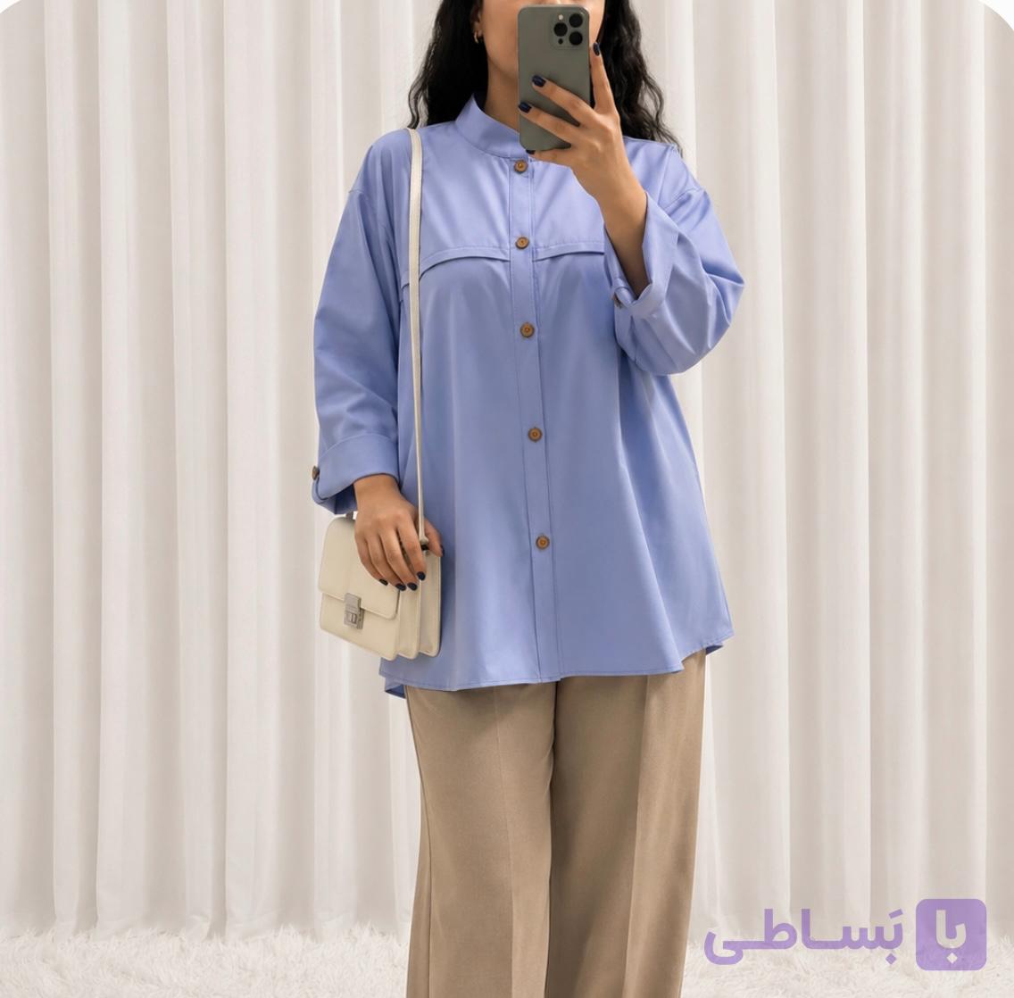 شومیز زنانه تترون قزاغ یقه فرنچ برشدارکد ۱۰۰۸ | مزون مریکا