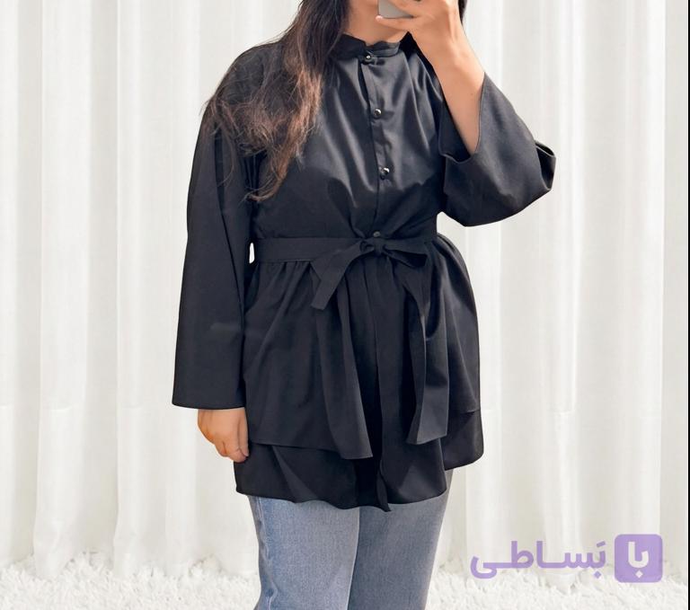 شومیز زنانه داکرون یقه فرنچ دامن چین دار کد ۱۰۱۵|مزون مریکا