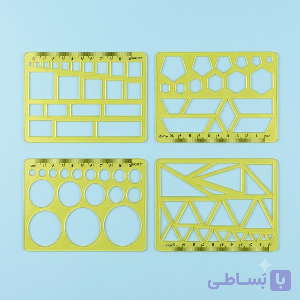 ست خط‌کش و شابلون اشکال هندسی 4 عددی — تصویر 1