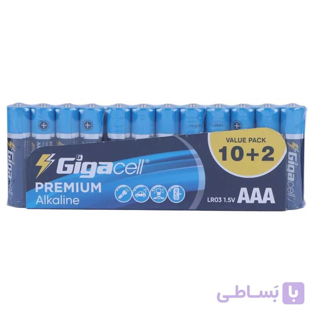 پک 2+10 باتری قلمی Gigacell Premium Alkaline LR6 1.5V AA LR6X12PCS — تصویر 1