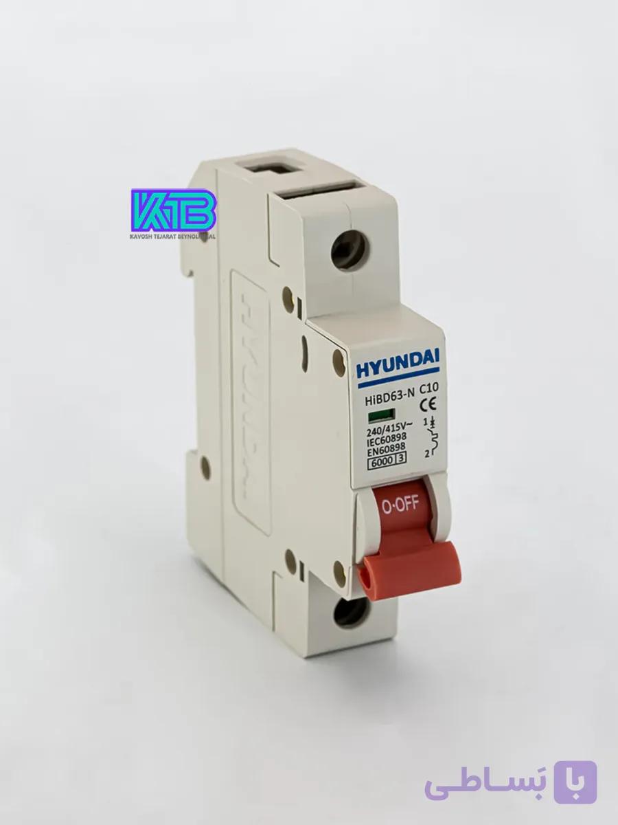 خرید کلید مینیاتوری تک‌پل ۱۰ آمپر هیوندای HiBD63-N C10