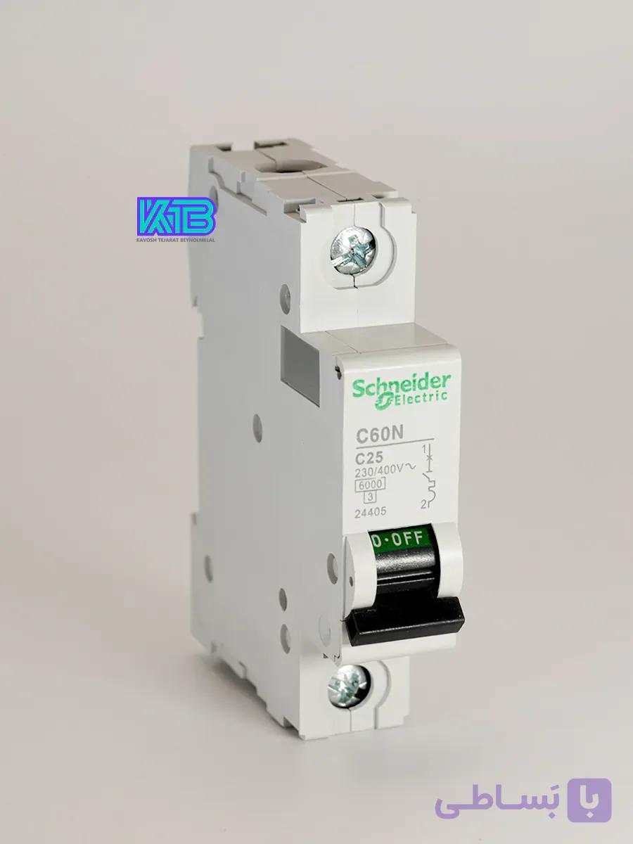 خرید کلید مینیاتوری اشنایدر C60N C25 | فیوز 25 آمپر تیپ C تک پل