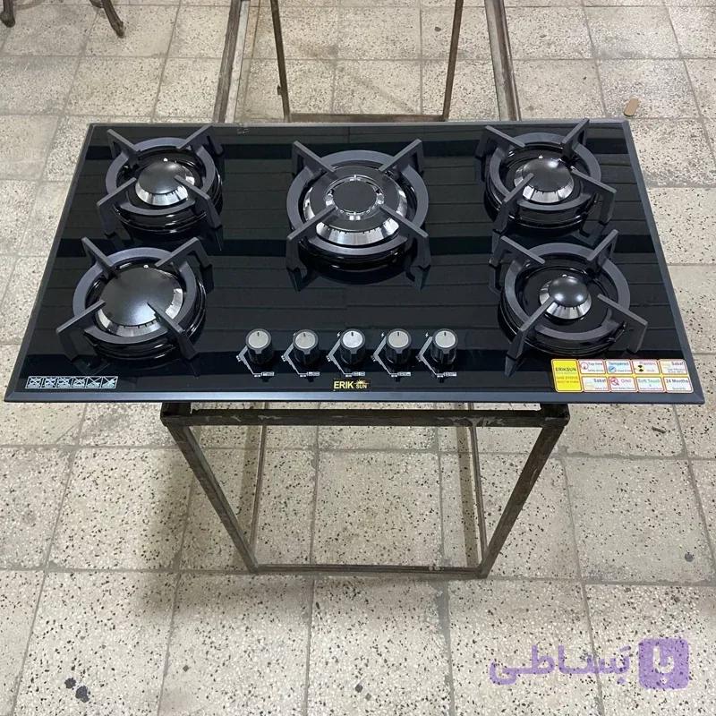 اجاق گاز صفحه ای توکار شیشه ای اریکسان مدل 2024 قارچی ترموکوپل مشکی
