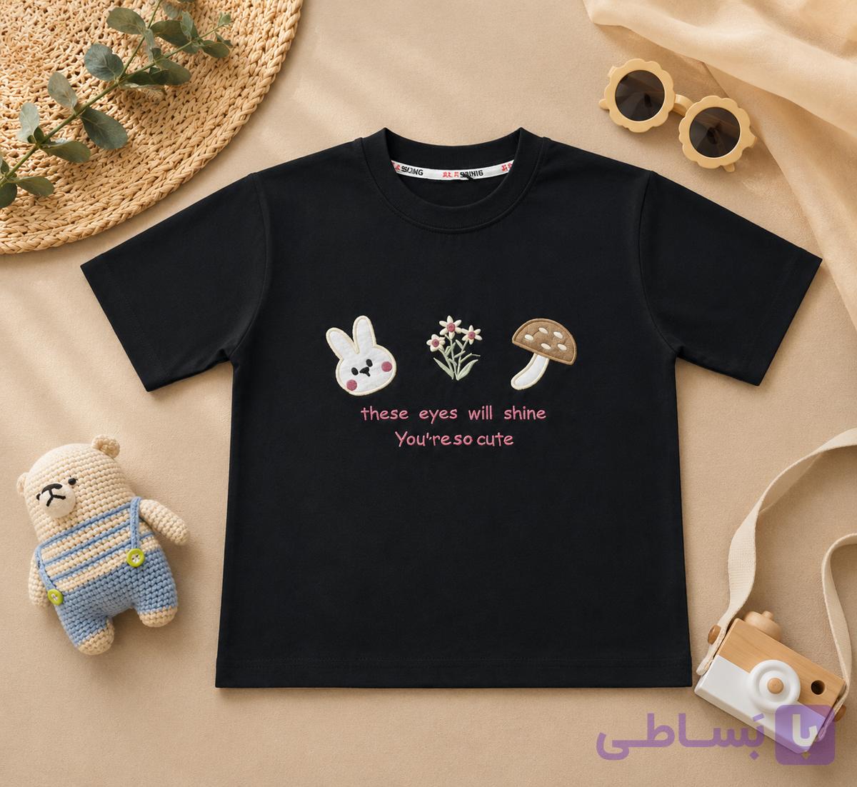 تیشرت دخترانه طرح قارچ وخرگوش