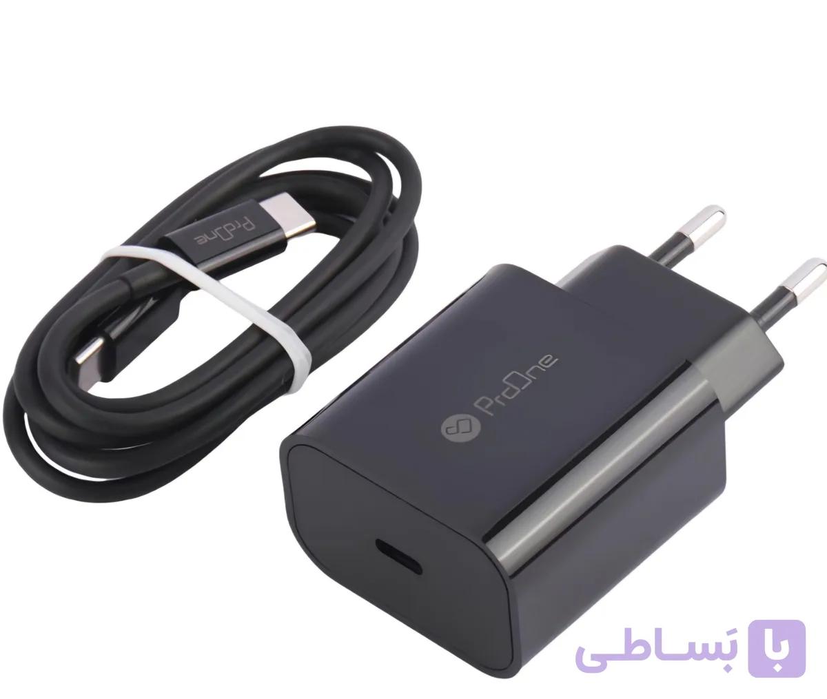 شارژر دیواری پرسرعت ProOne مدل PWC501 به همراه کابل تایپ-C به تایپ-C — تصویر 1