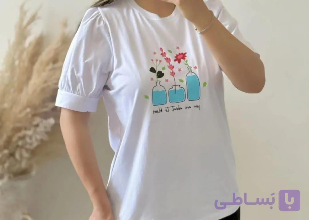 تیشرت زنانه سوپرنخ پنبه آستین پرنسسی