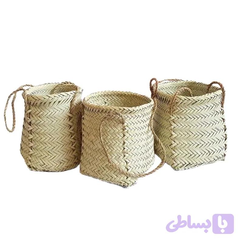 سبد حصیری نقلی 3 عددی