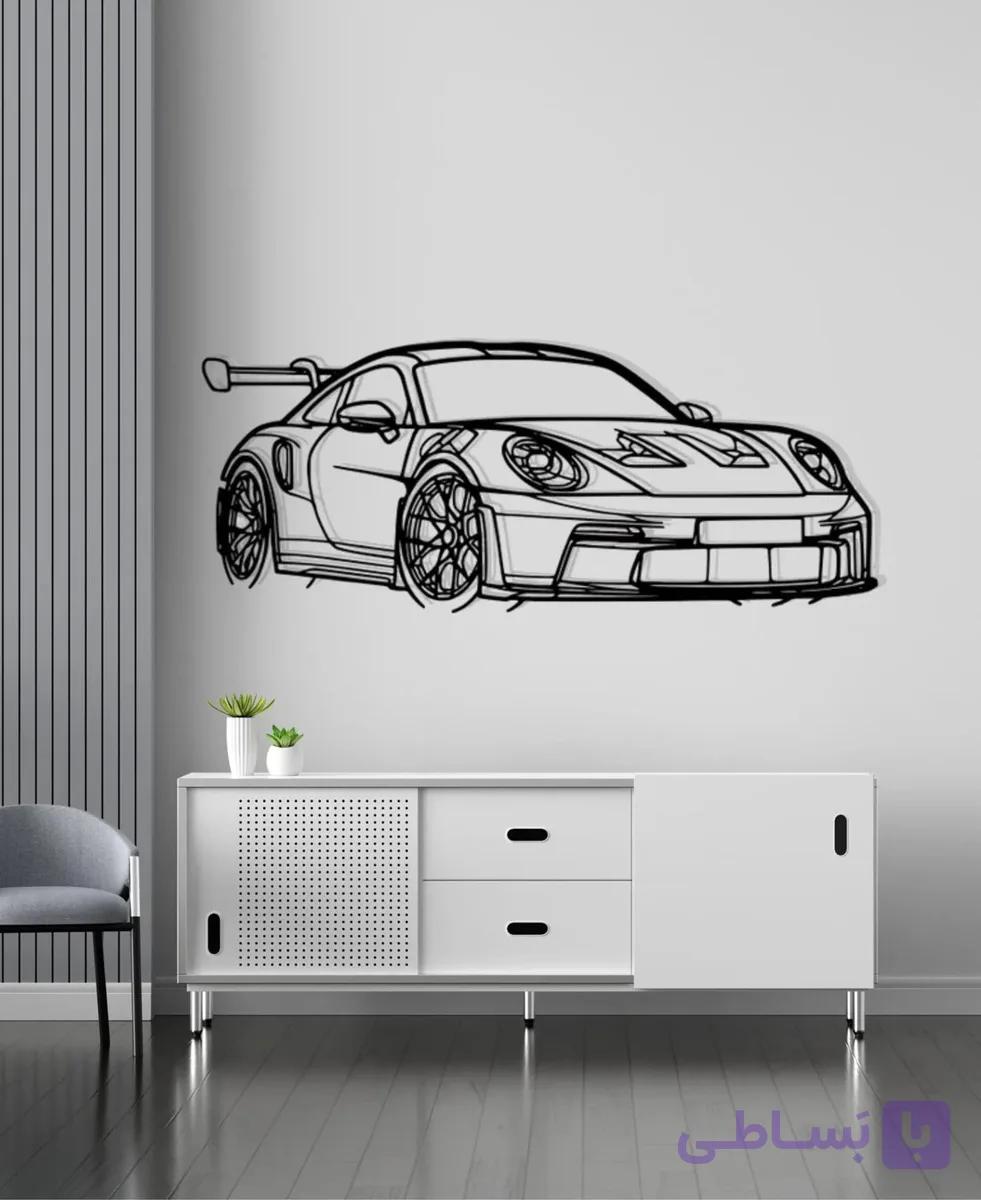 تابلو خطی پورش 911 GT | تابلو دیواری سوپرکار دست‌ساز