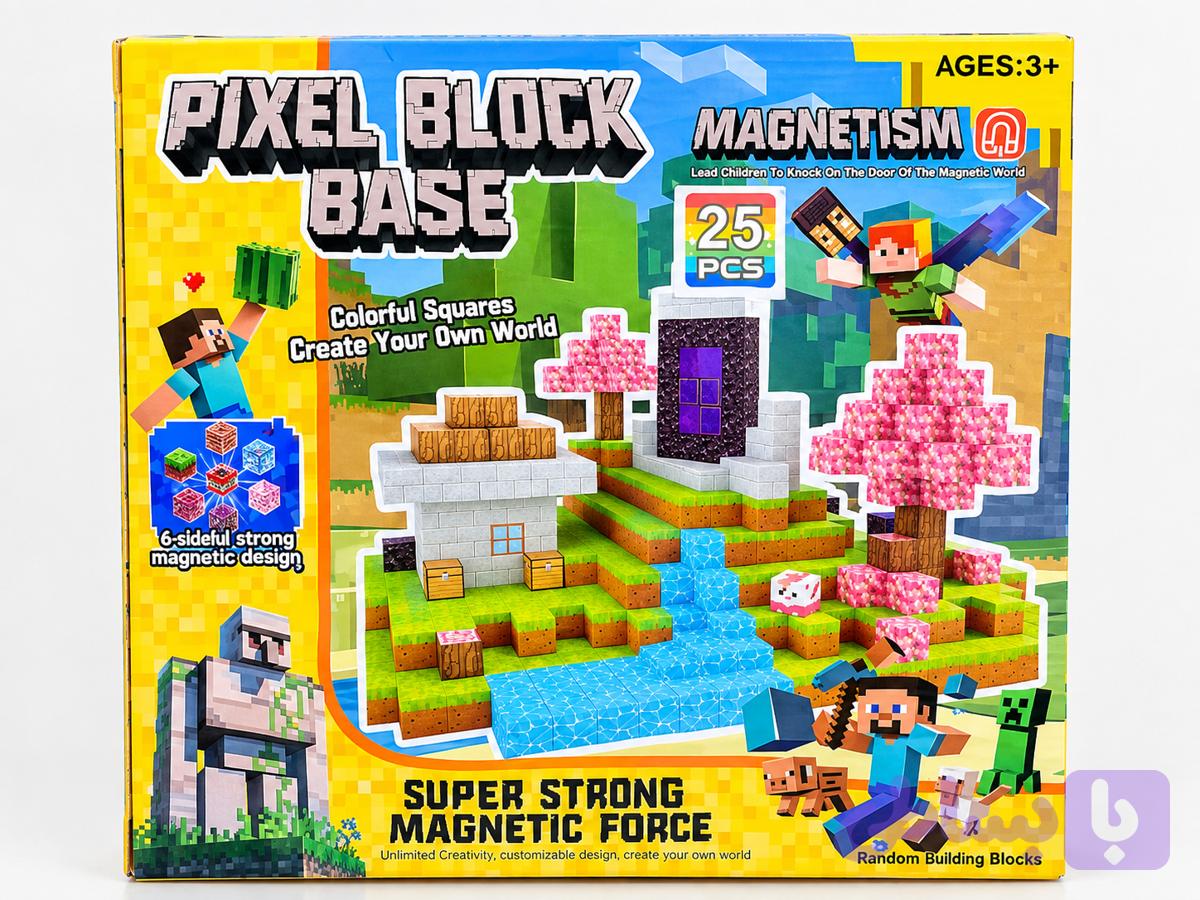 لگو ساختنی مگنتی پیکسل بلاک 25 تکه مدل Minecraft