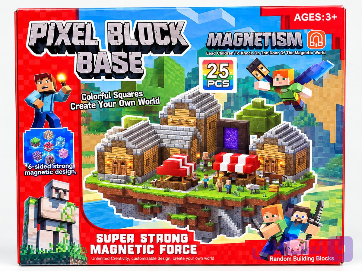 لگو ساختنی مگنتی پیکسل بلاک 25 تکه مدل Minecraft