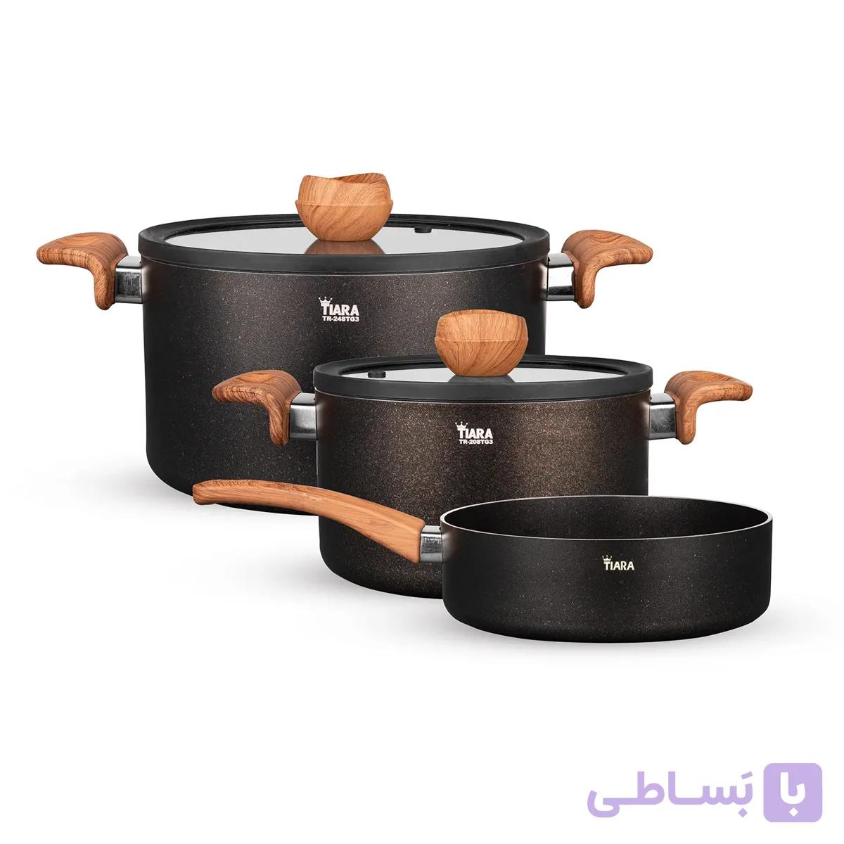 سرویس ۱۲ پارچه گرانیتی تیارا مدل Selin رنگ مشکی — تصویر 1