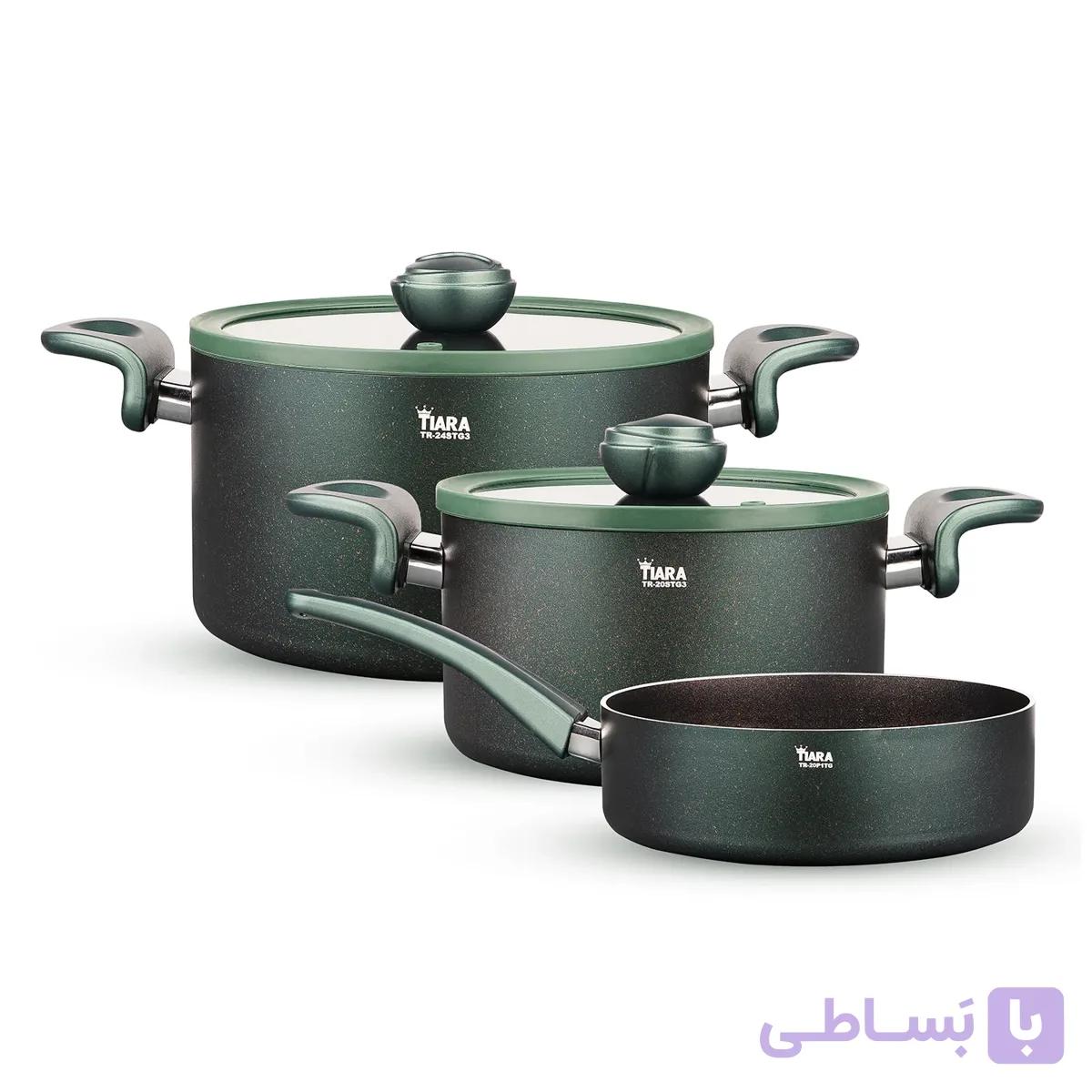 سرویس ۱۲ پارچه گرانیتی تیارا مدل Selin رنگ سبز — تصویر 1