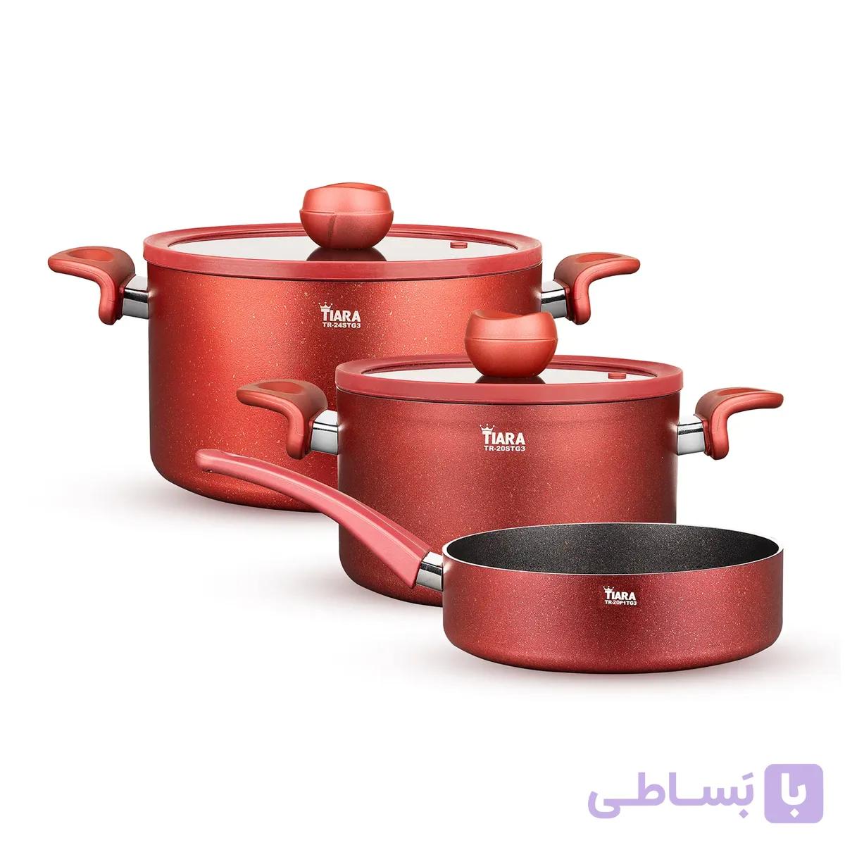 سرویس ۱۲ پارچه گرانیتی تیارا مدل Selin رنگ قرمز — تصویر 1