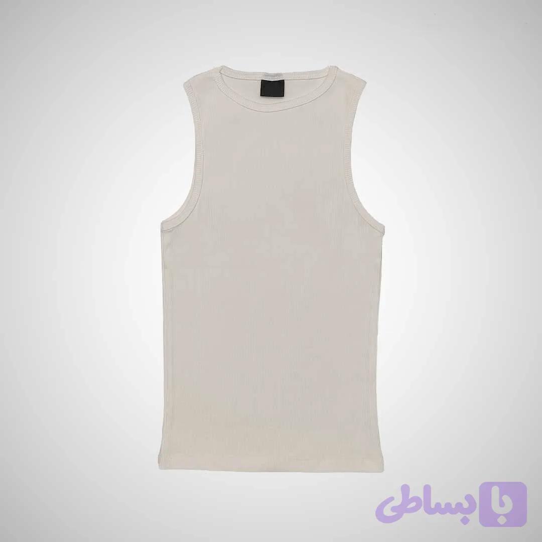 تاپ کراپ زنانه یقه گرد سفید رنگ