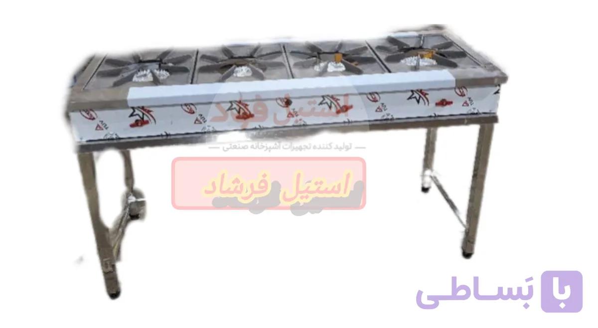 اجاق چهار شعله خطی صنعتی | مناسب پخت سنگین برای رستوران‌ها — تصویر 1
